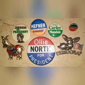Vintage Democrat Political pin Best Donkey Flag Carter Clinton Jenness President